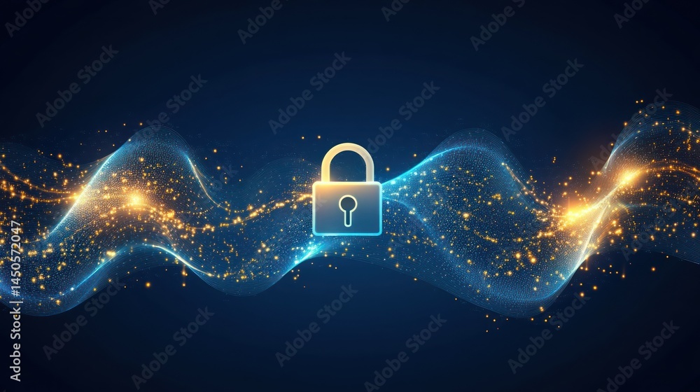 Aufkleber data security lock on abstract glowing background