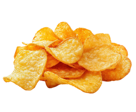 Crispy potato chips snack kitchen table food tasty treats isolated on transparent background
