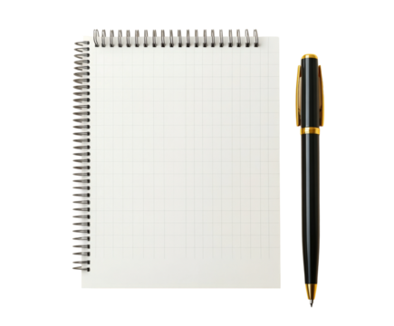 Creative writing ideas home office notepad and pen minimalist inspiration isolated on transparent background