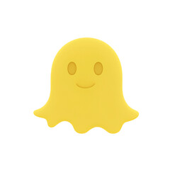 Fototapeta premium Isolated Yellow Ghost Emoji icon floating in 3D rendering on a white background