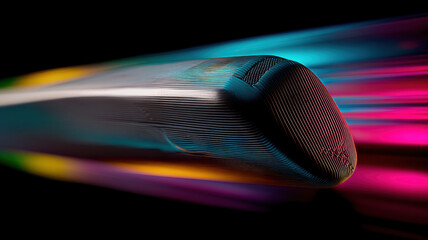 Motion Blur of Microphone with Neon Lights — a detailed and modern 3D-style concept ideal for tech visuals, infographics, marketing materials, and futuristic digital presentations.