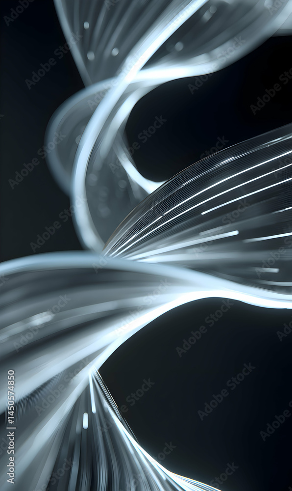 Poster luminous threads intertwining gracefully creating a fluid dynamic vision against a dark background s