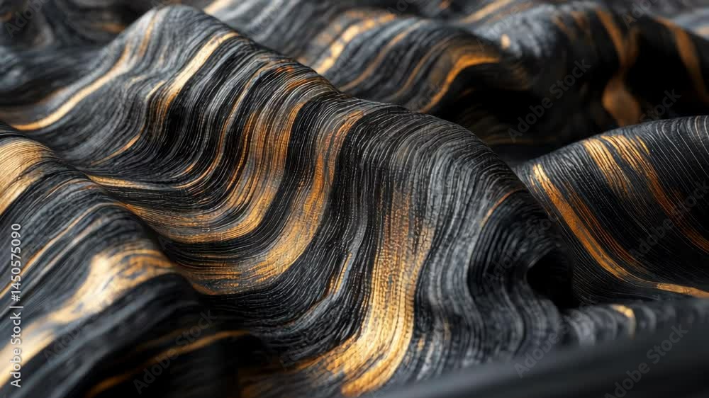 Poster abstract waves of metallic textures in fluid motion animation