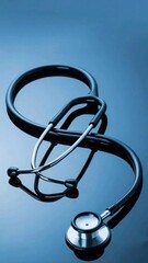 medical stethoscope on reflective surface for healthcare and diagnosis