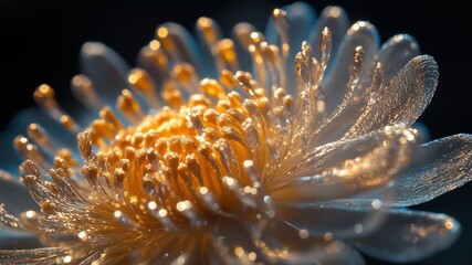 Close-up of a golden flower with delicate petals