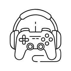 game controller with headphones icon, game controller with headphones line art - simple line art of game controller with headphones, perfect for game controller with headphones logos and icons