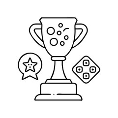 game night trophy icon, game night trophy line art - simple line art of game night trophy, perfect for game night trophy logos and icons