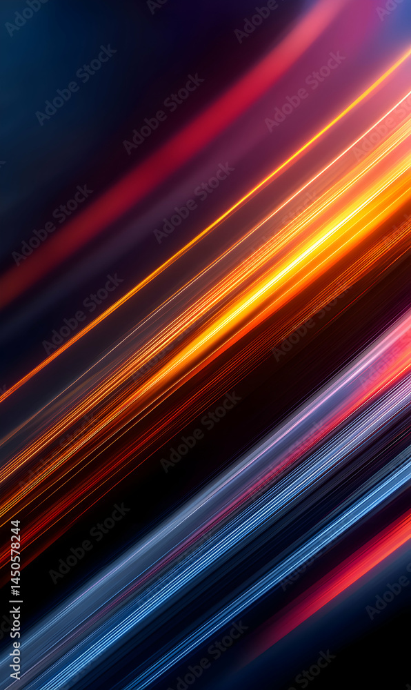 Poster radiant streams cascading dynamically transforming into a harmonious blend of light and color