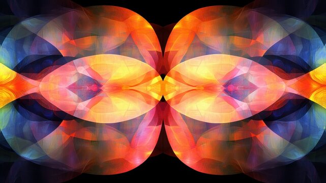 Fototapeta Abstract colorful fractal design on black background