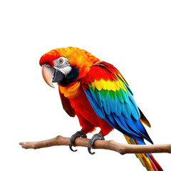 Obraz premium Vibrant Scarlet Macaw Perched on Branch Tropical Bird Wildlife