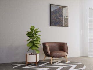 interior design with chairs and ornamental plants