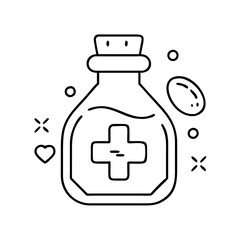 gamer s health potion icon, gamer s health potion line art - simple line art of gamer s health potion, perfect for gamer s health potion logos and icons
