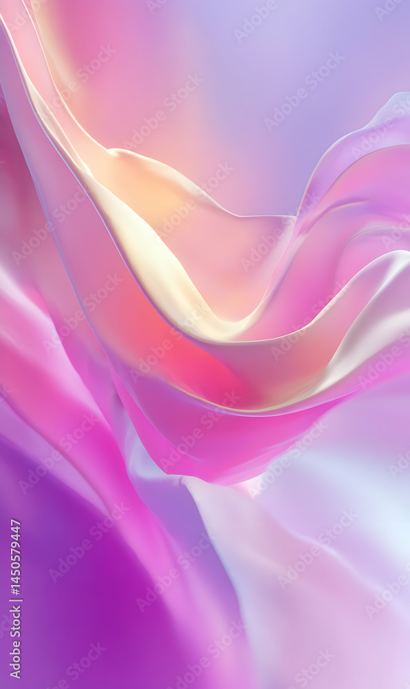 Poster ethereal fluidity abstract forms with soft hues cascading in graceful curves and undulating motions