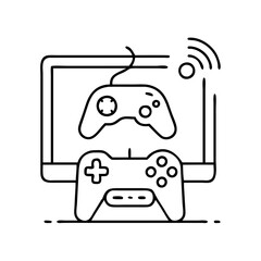 game streaming icon, game streaming line art - simple line art of game streaming, perfect for game streaming logos and icons