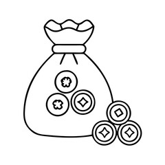 game token bag icon, game token bag line art - simple line art of game token bag, perfect for game token bag logos and icons