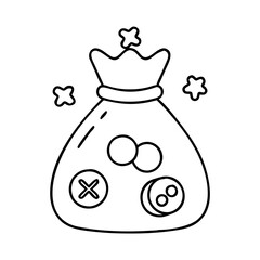 game token bag icon, game token bag line art - simple line art of game token bag, perfect for game token bag logos and icons