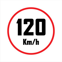 speed limit sign 120 km/h, traffic regulation, road safety, speed restriction, highway sign, red circle, black text