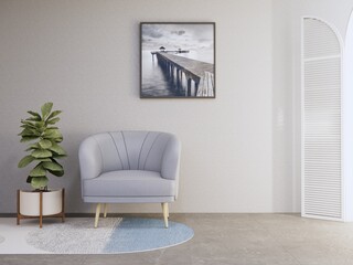 interior design with chairs and ornamental plants