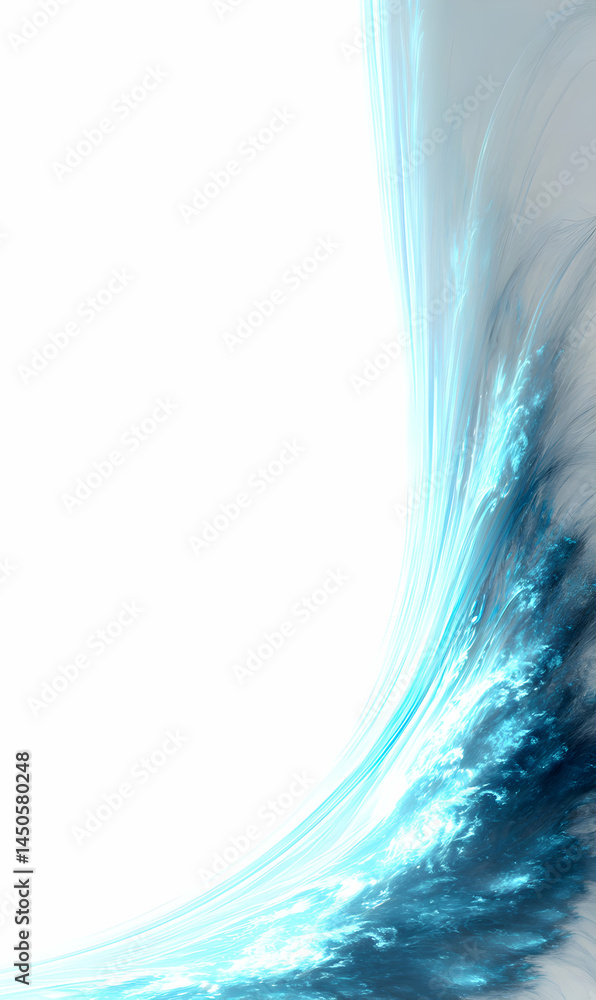 Aufkleber fluid ethereal cascade a shimmering current of cerulean energy flowing through empty space softly gl