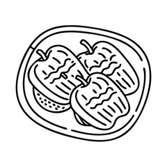 grilled bell peppers icon, grilled bell peppers line art - simple line art of grilled bell peppers, perfect for grilled bell peppers logos and icons