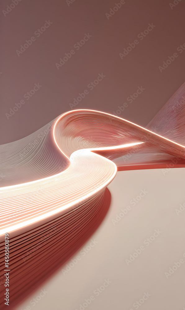 Poster elegant rippled form with illuminated edges in muted rose tones creates visual harmony and calm