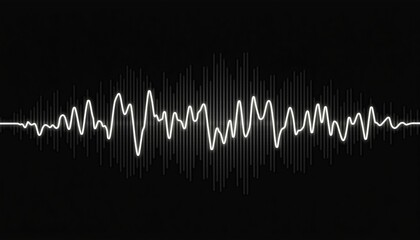 Obraz premium Abstract Sound Wave Illustration on Black Background, Modern Digital Art Concept for Music and Technology Themes