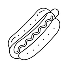 grilled hot dog with mustard icon, grilled hot dog with mustard line art - simple line art of grilled hot dog with mustard, perfect for grilled hot dog with mustard logos and icons