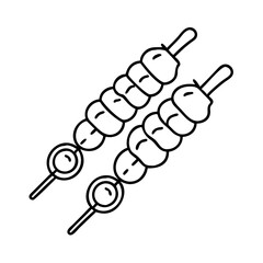 grilled kebabs icon, grilled kebabs line art - simple line art of grilled kebabs, perfect for grilled kebabs logos and icons