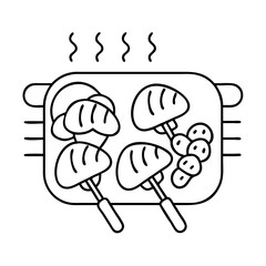 grilled mushrooms icon, grilled mushrooms line art - simple line art of grilled mushrooms, perfect for grilled mushrooms logos and icons