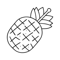 grilled pineapple icon, grilled pineapple line art - simple line art of grilled pineapple, perfect for grilled pineapple logos and icons