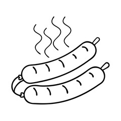 grilled sausages icon, grilled sausages line art - simple line art of grilled sausages, perfect for grilled sausages logos and icons