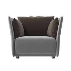 Modern Gray Armchair Front View Isolated