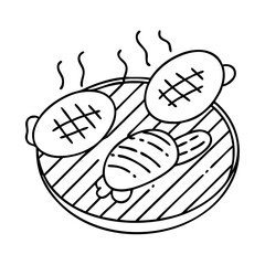grill marks on veggies icon, grill marks on veggies line art - simple line art of grill marks on veggies, perfect for grill marks on veggies logos and icons