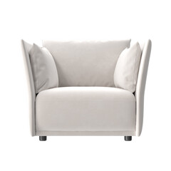 Modern White Armchair Front View Isolated
