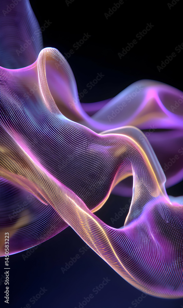 Aufkleber iridescent mesh of ethereal form flowing gently against a deep backdrop of somber contrast texture