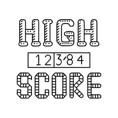 high score text icon, high score text line art - simple line art of high score text, perfect for high score text logos and icons