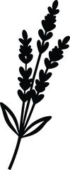 lavender sprig silhouette vector on white 