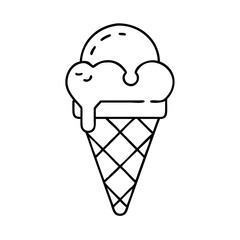 ice cream cone icon, ice cream cone line art - simple line art of ice cream cone, perfect for ice cream cone logos and icons