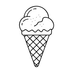 ice cream cone icon, ice cream cone line art - simple line art of ice cream cone, perfect for ice cream cone logos and icons