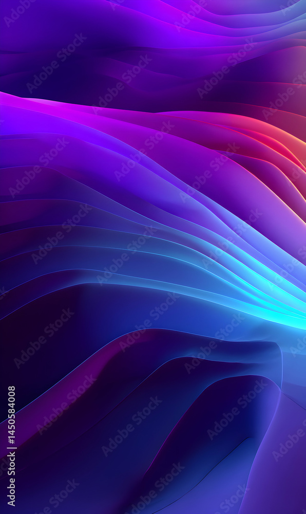 Poster a dazzling display of undulating forms in dynamic interplay with light and ethereal color gradients