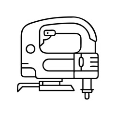 jigsaw tool icon, jigsaw tool line art - simple line art of jigsaw tool, perfect for jigsaw tool logos and icons