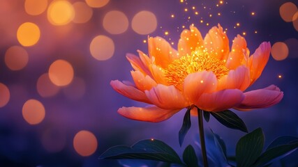 Fototapeta premium Enchanting peony flower, magical and dreamy light