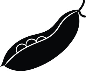 lentil pod silhouette vector on white background 