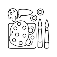 kids painting set icon, kids painting set line art - simple line art of kids painting set, perfect for kids painting set logos and icons