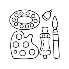 kids painting set icon, kids painting set line art - simple line art of kids painting set, perfect for kids painting set logos and icons