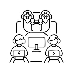 lan party icon, lan party line art - simple line art of lan party, perfect for lan party logos and icons