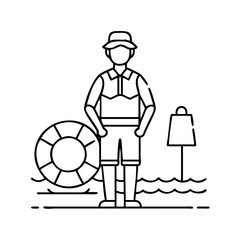 lifeguard on duty icon, lifeguard on duty line art - simple line art of lifeguard on duty, perfect for lifeguard on duty logos and icons