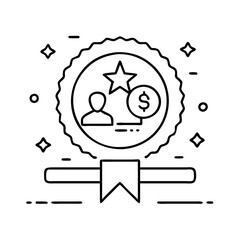 loyalty points badge icon, loyalty points badge line art - simple line art of loyalty points badge, perfect for loyalty points badge logos and icons