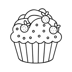 muffin with berries icon, muffin with berries line art - simple line art of muffin with berries, perfect for muffin with berries logos and icons