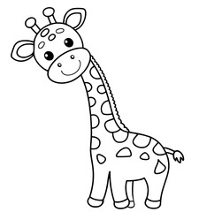 black-and-white-illustration--a-smiling-giraffe-stпрпорлд